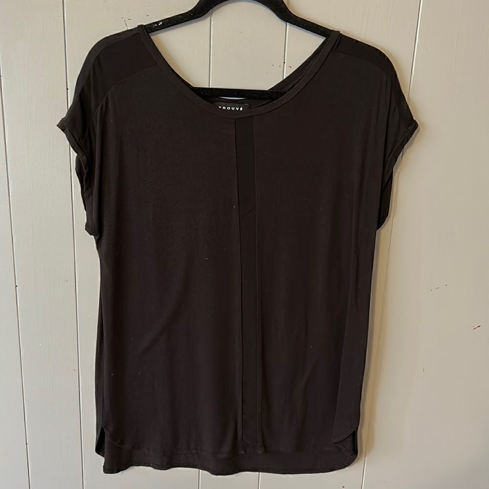 Trouve Black Sheer Detailed Top Size Medium